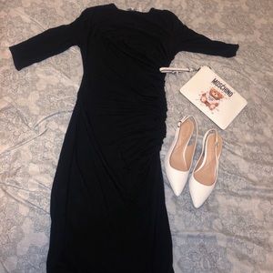 Helmut Lang black asymmetrical body con dress